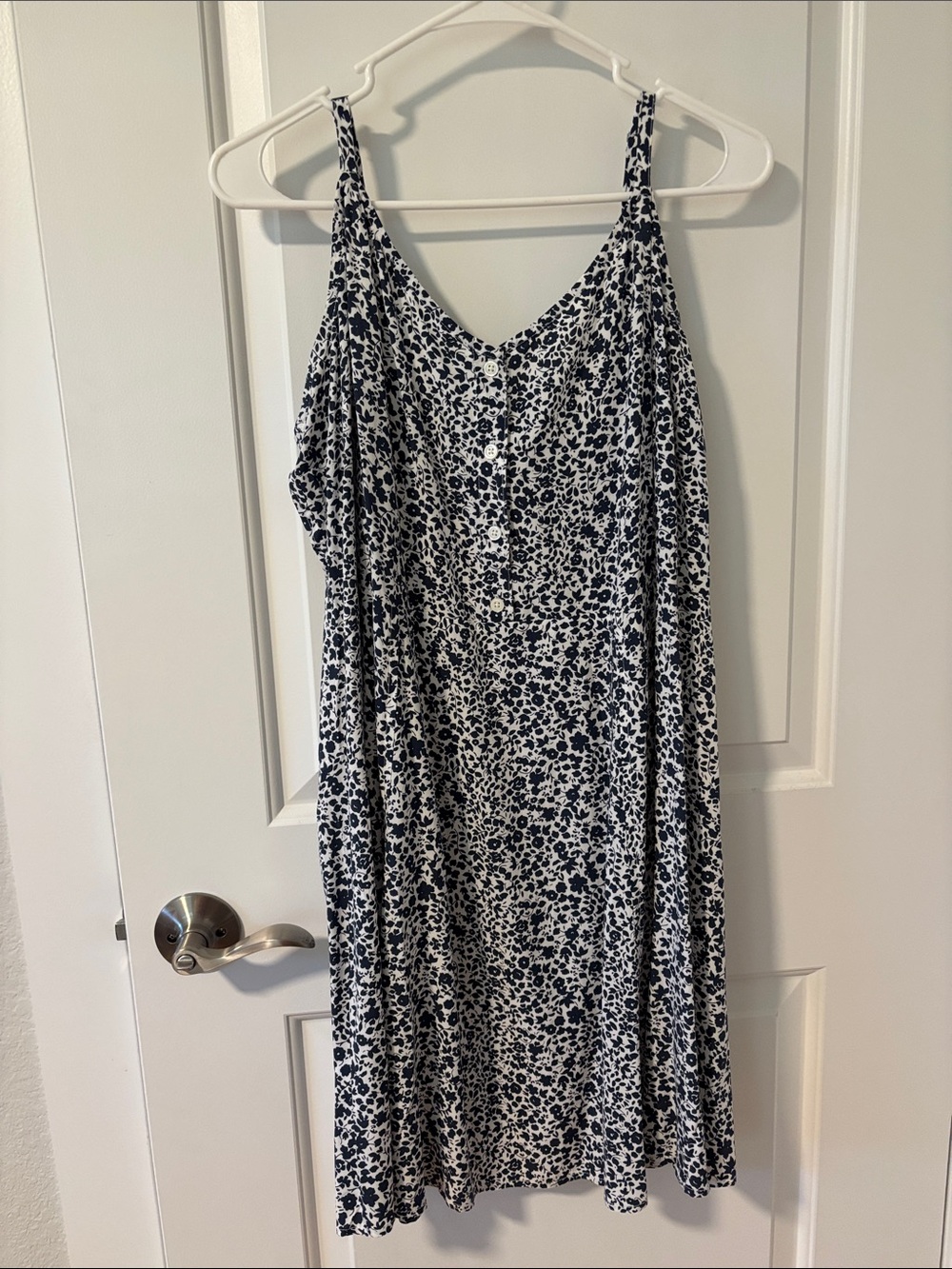 Women's Navy Floral Button-Front Slip Dress